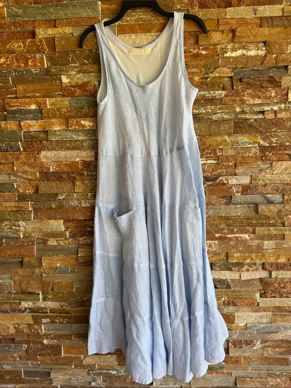CP Shades Gorsuch Linen Maxi Dress Light Blue White No Size Tag Measure Listed - Picture 16 of 16